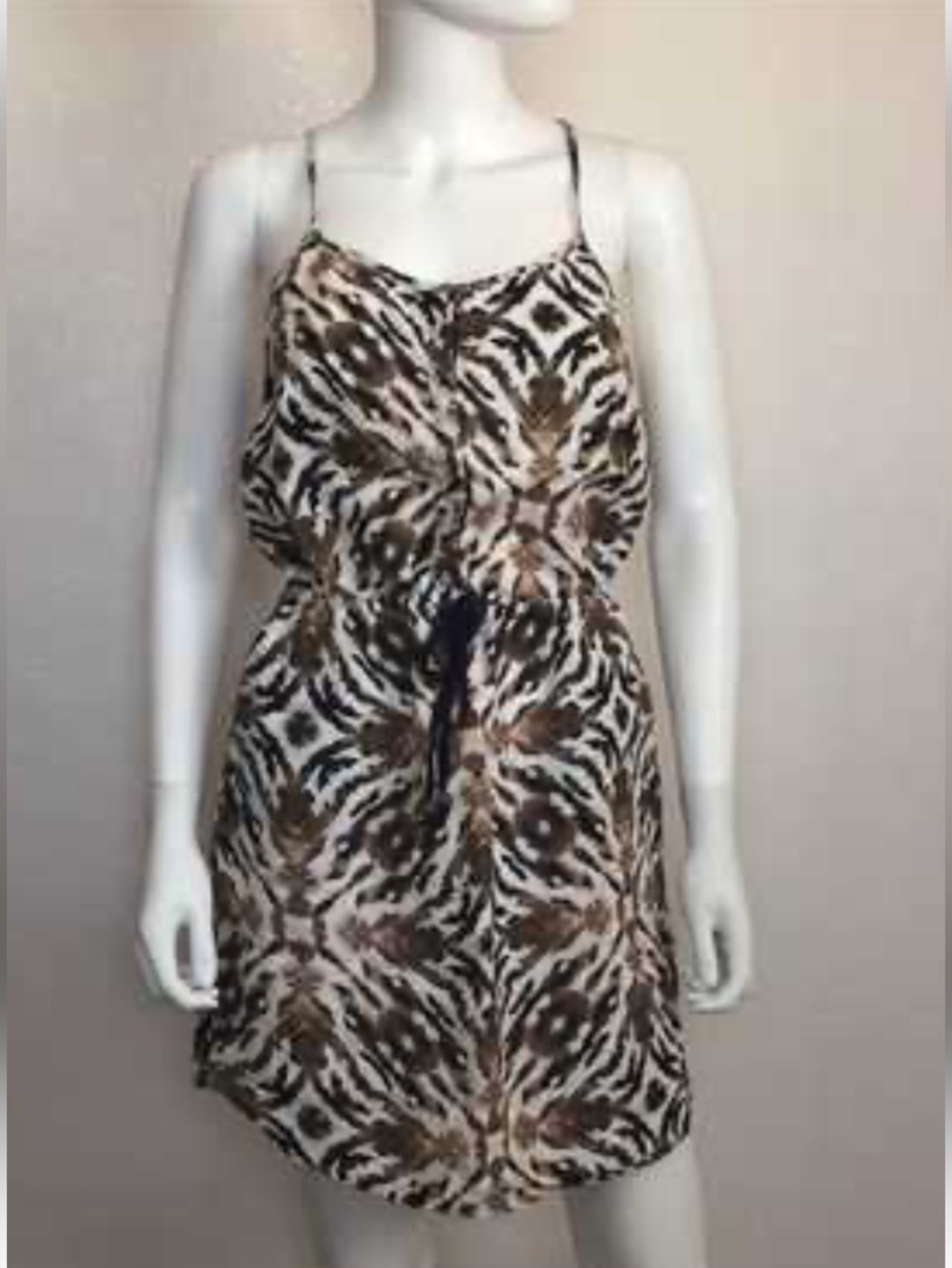 Cynthia Rowley Leopard Print sleeveless racerback linen Dress